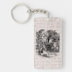 Vintage 1800s Panamakanal-Eisenbahn-Zug-Schablone Schlüsselanhänger