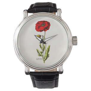 Vintage 1800s rote Mohnblumen-wilde Armbanduhr