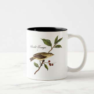 Vintage 1800s Scarlettanager-Vogel-Singvogel-Vögel Zweifarbige Tasse