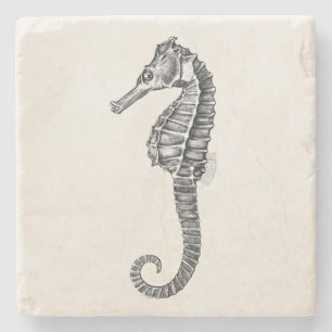 Vintage 1800s Seepferdeozean-Seepferd-Schablone Steinuntersetzer