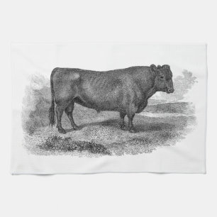 Vintage 1800s Stier-Illustrations-Retro Kuh-Stiere Küchentuch