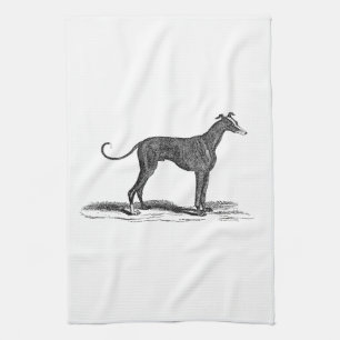 Vintage 1800s Windhund-Hundeillustration - Hunde Küchentuch