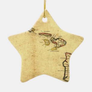 Vintage 1837 Hawaii-Karte - hawaiische Inseln Keramikornament