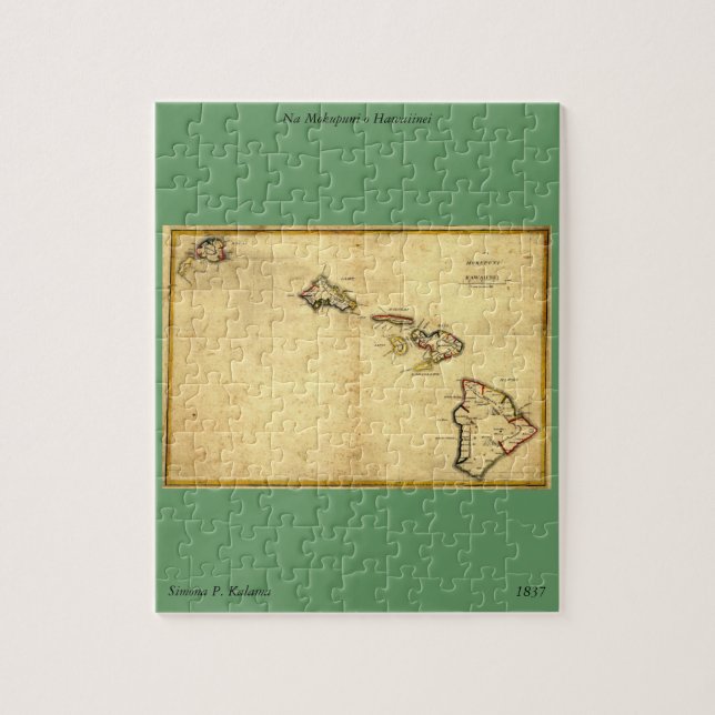 Vintage 1837 Hawaii Map - Hawaiian Islands Puzzle (Vertikal)