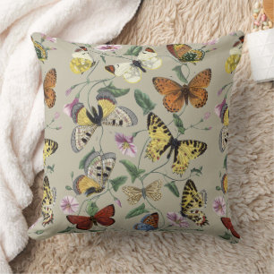 Vintage 1842 Schmetterling Nachtfalter Botanische  Kissen