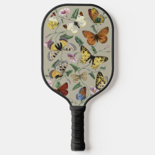 Vintage 1842 Schmetterlings-Motte Botanische Blume Pickleball Schläger