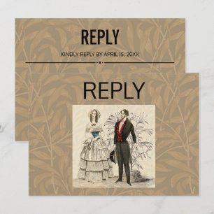 Vintage-1844-viktorianische-Hochzeits-Heirats-Kuns Einladung