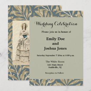 Vintage 1844 viktorianische Hochzeits-Heiratsgrafi Einladung