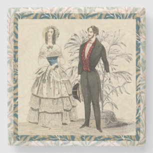 Vintage-1844-viktorianische-Hochzeits-Kunst Steinuntersetzer