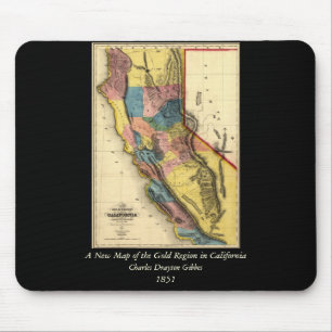 Vintage 1851 Kalifornien Goldregion-Staatskarte Mousepad