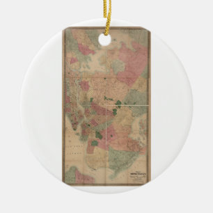Vintage 1872 Brooklyn-Karte - New York City, Keramikornament