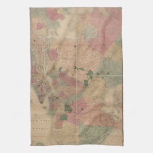 Vintage 1872 Brooklyn-Karte - New York City, Queen Geschirrtuch