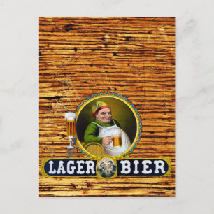 Vintage 1879 Lager Bier auf Eichenholz Postkarte