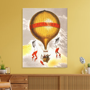 Vintage 1880 Lachambre Heißluftballon Kunst Leinwanddruck