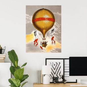Vintage 1880 Lachambre Heißluftballon-Kunst Poster