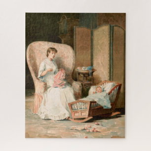 Vintage 1888 Mutter und schlafendes Baby, restauri Puzzle