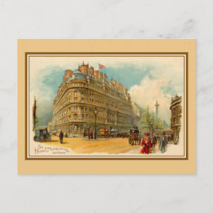 Vintage 1890er Jahre Kunstlithografie London Hotel Postkarte