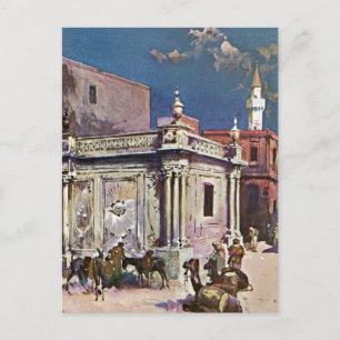 Vintage 1890er Jahre Tripolis Libyen Aquarellmaler Postkarte