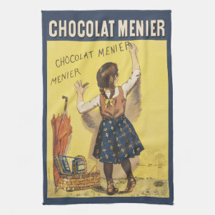 Vintage 1892 Chocolat Menier Französisches Mädchen Geschirrtuch