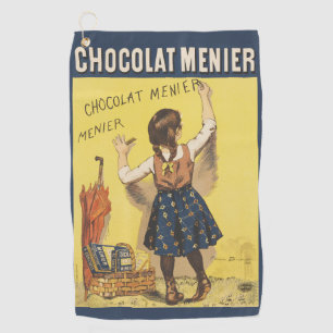 Vintage 1892 Chocolat Menier Französisches Mädchen Golfhandtuch