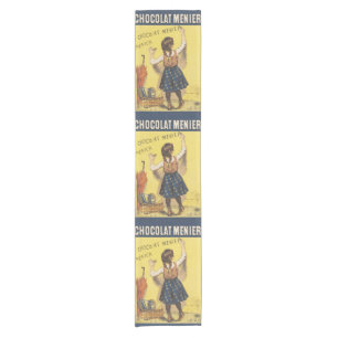Vintage 1892 Chocolat Menier Französisches Mädchen Kurzer Tischläufer