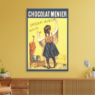 Vintage 1892 Chocolat Menier Französisches Mädchen Leinwanddruck
