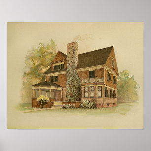 Vintage 1895 künstlerischer Hausanstrich-Farbdruck Poster