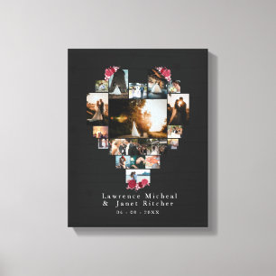 Vintage 18 herzenförmige FotoCollage für sie /ihn Leinwanddruck