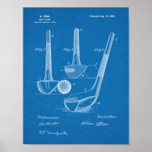 Vintage 1900 Golfschläger-Design-Patent-Kunststoff Poster