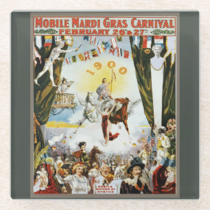 Vintage 1900 Mobile Mardi Gras Karneval Poster Kun Glasuntersetzer