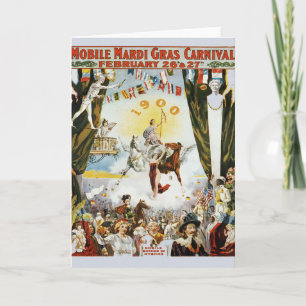 Vintage 1900 Mobile Mardi Gras Karneval Poster Kun Karte