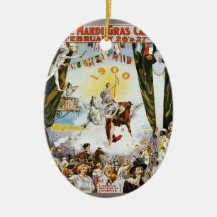 Vintage 1900 Mobile Mardi Gras Karneval Poster Kun Keramik Ornament