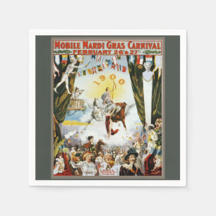 Vintage 1900 Mobile Mardi Gras Karneval Poster Kun Serviette