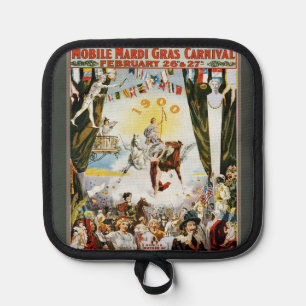Vintage 1900 Mobile Mardi Gras Karneval Poster Kun Topflappen