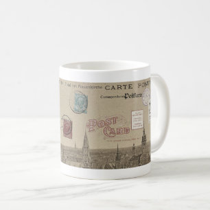 VINTAGE 1900ER POSTKARTE / BRIEFMARKEN-THEMA KAFFEETASSE