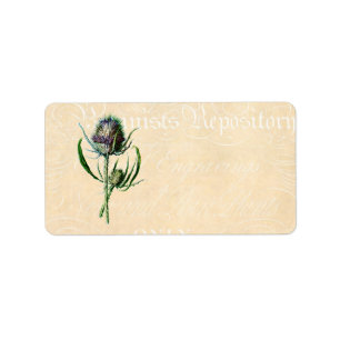 Vintage 1902 Scottish-Distel-Antiken-Wildblume Adressaufkleber