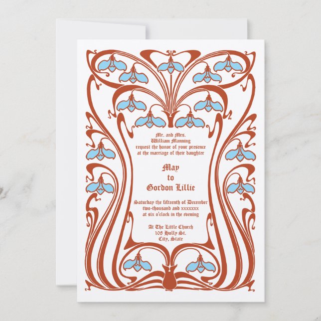 Vintage 1904 Art Nouveau Flowers Foliage Frame Einladung (Vorderseite)