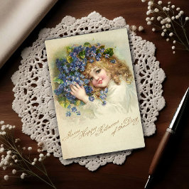 Vintage 1904 Girl Violets Birthday Postkarte
