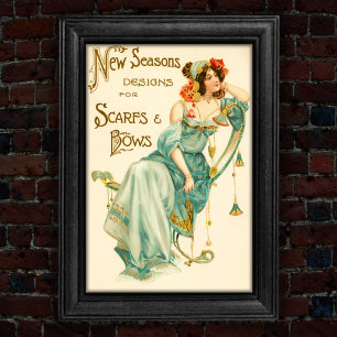 Vintage 1904 Mode-Schals und -Schleifen Trade Card Poster