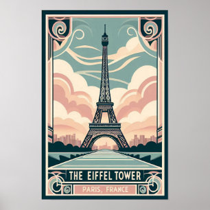 Vintage 1910 Paris Eiffelturm Art Deco Poster