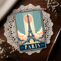 Vintage 1910 Paris Eiffelturm Art Deco Poster