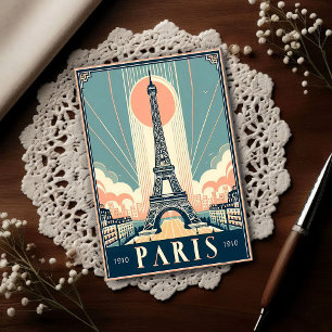 Vintage 1910 Paris Eiffelturm Art Deco Poster Postkarte