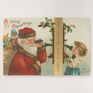Vintage 1910er-Jahre Kleine Mädchen, die Weihnacht Puzzle