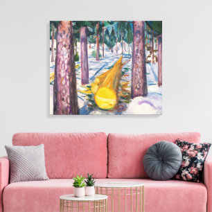 Vintage 1912 Munch Gelbes Holzfällerwald Wandkunst Leinwanddruck