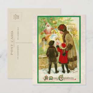 Vintage 1912 Mutter mit Kindern Frohe Weihnachten