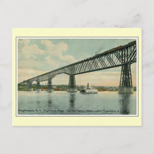 Vintage 1913 Poughkeepsie-Brücke, Zug, Boot Postkarte
