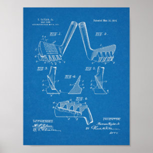 Vintage-1914-Golfschläger-Design-Patent-Kunststoff Poster