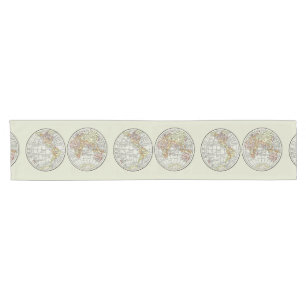 Vintage 1916 Weltkarte Globus Hemisphären Poster Kurzer Tischläufer