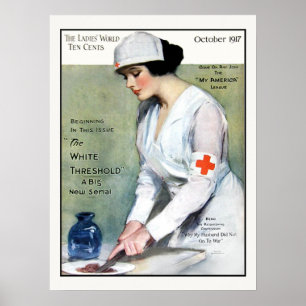 Vintage 1917 Damenmagazin Rotkreuzschwester Poster