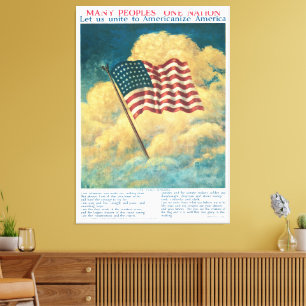 Vintage 1917 WWI patriotisches US-Flaggen-Geschich Leinwanddruck